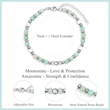 JoycuFF Trendy Amazonite Moonstone Bracelets for Women
