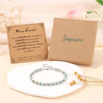 JoycuFF Trendy Amazonite Moonstone Bracelets for Women