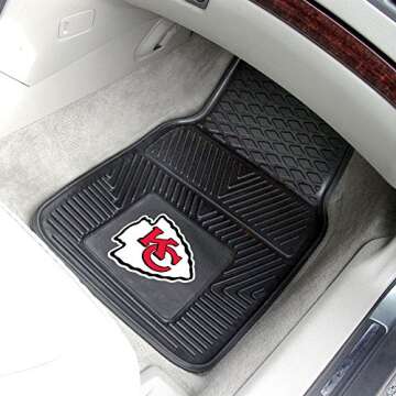 FANMATS 8899 Kansas City Chiefs 2-Piece Heavy Duty Vinyl Car Mat Set, Front Row Floor Mats, All Weat...