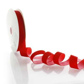 Luxurious 1" Red Velvet Ribbon - 5 Yards for Hair Bows & Crafts