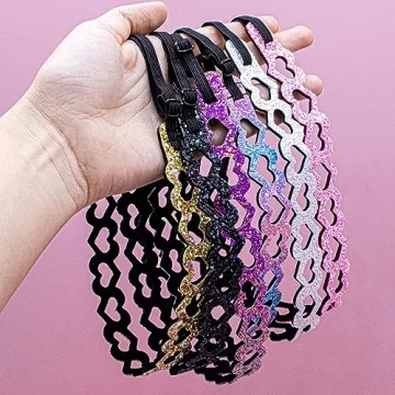 Glitter Headbands for Girls - Adjustable & Non-Slip