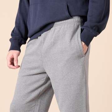 Amazon Essentials Men's Fleece Open Bottom Sweatpant (Available in Big & Tall), Light Grey Heather, X-Large