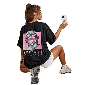 SweatyRocks Women’s Oversized Graphic T-Shirt for Casual Style