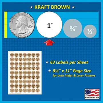 Pack of 1008 Kraft Thank You Sticker Labels with Black Hearts, 1 Inch Round