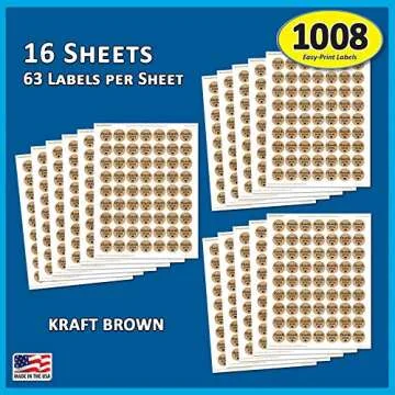 Pack of 1008 Kraft Thank You Sticker Labels with Black Hearts, 1 Inch Round