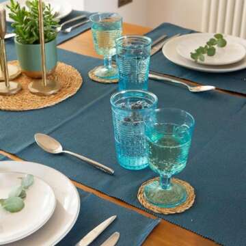 Bormioli Rocco Romantic Set Of 4 Stemware Glasses, 10.75 Oz. Colored Crystal Glass, Light Blue, Made In Italy.