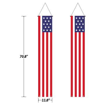 KENPMA Patriotic American Flag Banners - Decorations for 4th of July - Stars & Stripes Porch Sign De...