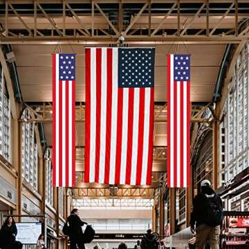 KENPMA Patriotic American Flag Banners - Decorations for 4th of July - Stars & Stripes Porch Sign Decor - Perfect for Independence Day, Memorial Day, Veterans Day, and More - Indoor/Outdoor Use
