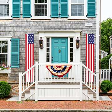 KENPMA Patriotic American Flag Banners - Decorations for 4th of July - Stars & Stripes Porch Sign Decor - Perfect for Independence Day, Memorial Day, Veterans Day, and More - Indoor/Outdoor Use