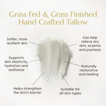 Krowa Morning Face Balm - Clean Grass Fed Tallow Balm w/Essential Oils + Collagen Peptides - Nourishing, Soothing, Hydrating and Adds Vitality to Skin. Deeply Renews. No Phthalates or Preservatives.