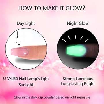 Saviland Glows in the Dark Dip Powder Set - 10 Colors Luminous Nail Dipping Powder Neon Colors Dip Powder Nail Kit Starter Set for French Nails Art Manicure Home & Nail Salon DIY, No Nail Lamp Needed