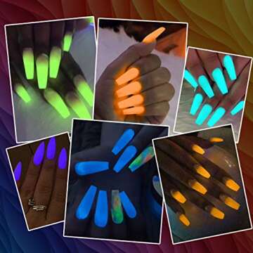 Saviland Glows in the Dark Dip Powder Set - 10 Colors Luminous Nail Dipping Powder Neon Colors Dip Powder Nail Kit Starter Set for French Nails Art Manicure Home & Nail Salon DIY, No Nail Lamp Needed