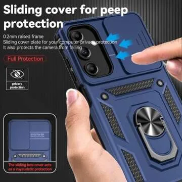 for Galaxy A15 5G Phone Case,Samsung Galaxy A15 5G Case,with Screen Protectors and Camera Cover,[Military Grade] 16ft.Drop Tested Cover with Magnetic Kickstand Protective Case for Samsung A15 5G, Blue