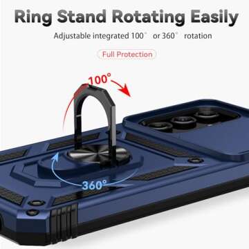 for Galaxy A15 5G Phone Case,Samsung Galaxy A15 5G Case,with Screen Protectors and Camera Cover,[Military Grade] 16ft.Drop Tested Cover with Magnetic Kickstand Protective Case for Samsung A15 5G, Blue