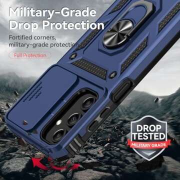 for Galaxy A15 5G Phone Case,Samsung Galaxy A15 5G Case,with Screen Protectors and Camera Cover,[Military Grade] 16ft.Drop Tested Cover with Magnetic Kickstand Protective Case for Samsung A15 5G, Blue