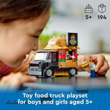 LEGO City Burger Truck Toy Building Set, Fun Gift for Kids Ages 5 Plus, Burger Van and Kitchen Plays...