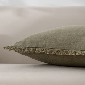 Linen Fringed Decorative Pillow Cover for Cozy Comfort