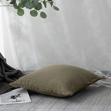 Linen Fringed Decorative Pillow Cover for Cozy Comfort