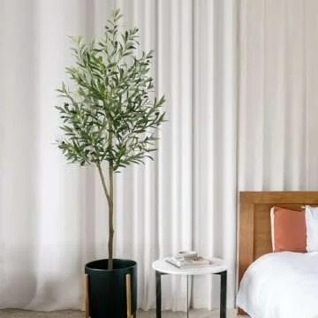 Yepdin Artificial Olive Tree, 6ft Tall Fake Olive Trees with Plastic Pot for Office and Home Decor, Decorative Artificial Olive Plant for Indoors and Outdoors, All Year Round Decoration