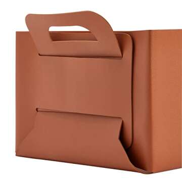 Juvale 2 Pack Faux Leather Foldable Storage Bins with Handles, Collapsible Baskets for Home Organization (Brown, 10 x 6.5 In)