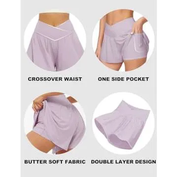 FireSwan 2-in-1 Women's Crossover Athletic Shorts