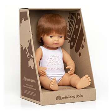 Miniland Doll 15'' Caucasian Boy Redhead (Box) - Made in Spain, Anatomically Correct, Quality