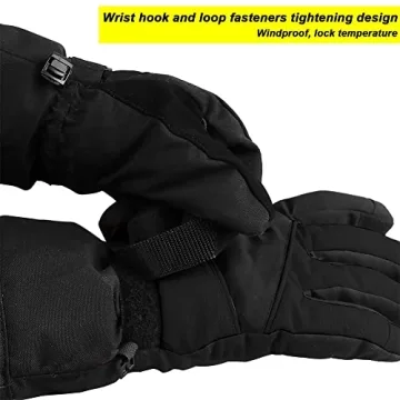 MAGARROW Kids Winter Gloves Windproof Water-Resistant Snow Boys Girls Gloves (All-Black, 4-6 Years)