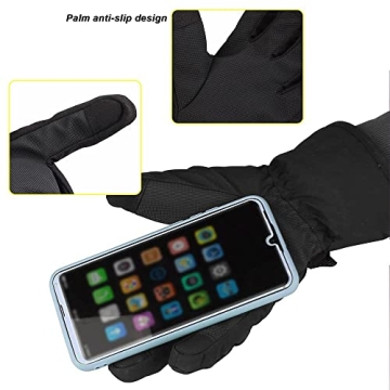 MAGARROW Kids Winter Gloves Windproof Water-Resistant Snow Boys Girls Gloves (All-Black, 4-6 Years)