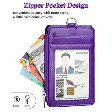 Teskyer Badge Holder with Zip Pocket - Stylish & Functional