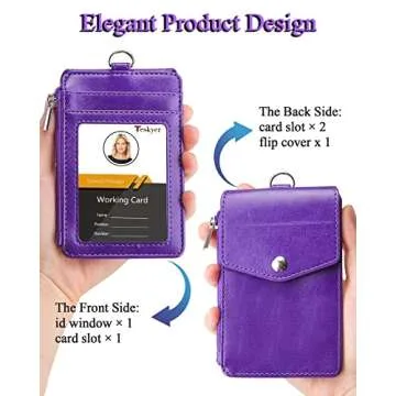 Teskyer Badge Holder with Zip Pocket - Stylish & Functional