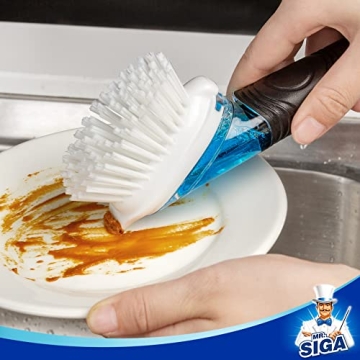 MR.SIGA Dish Brush with Soap Dispenser for Effortless Cleaning