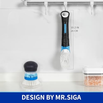 MR.SIGA Dish Brush with Soap Dispenser for Effortless Cleaning