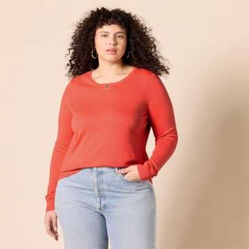 Amazon Essentials Women's Classic Fit Lightweight Long-Sleeve Crewneck Sweater