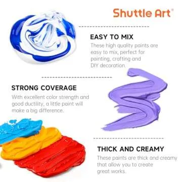 Shuttle Art Acrylic Paint Set, 36 Colors Acrylic Paint with Brushes & Palette, 2oz Bottles, Rich Pigments Non-toxic Paint for Artists Kids & Adults, Art Supplies for Canvas Rock Ceramic Wood Painting