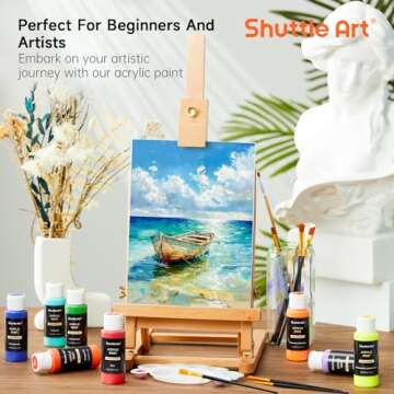 Shuttle Art Acrylic Paint Set, 36 Colors Acrylic Paint with Brushes & Palette, 2oz Bottles, Rich Pigments Non-toxic Paint for Artists Kids & Adults, Art Supplies for Canvas Rock Ceramic Wood Painting