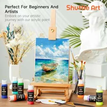 Shuttle Art Acrylic Paint Set, 36 Colors Acrylic Paint with Brushes & Palette, 2oz Bottles, Rich Pigments Non-toxic Paint for Artists Kids & Adults, Art Supplies for Canvas Rock Ceramic Wood Painting