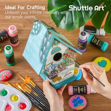 Shuttle Art Acrylic Paint Set, 36 Colors Acrylic Paint with Brushes & Palette, 2oz Bottles, Rich Pigments Non-toxic Paint for Artists Kids & Adults, Art Supplies for Canvas Rock Ceramic Wood Painting