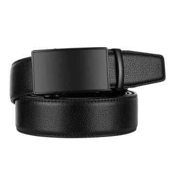 Zitahli Belt Men, Ratchet Belt Dress with 1 3/8" Premium Leather,Slide Belt with Easier Adjustable Automatic Buckle,Trim to Fit Size 30"-36"