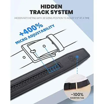 Zitahli Belt Men, Ratchet Belt Dress with 1 3/8" Premium Leather,Slide Belt with Easier Adjustable Automatic Buckle,Trim to Fit Size 30"-36"