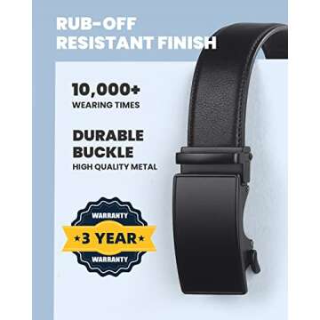 Zitahli Belt Men, Ratchet Belt Dress with 1 3/8" Premium Leather,Slide Belt with Easier Adjustable Automatic Buckle,Trim to Fit Size 30"-36"