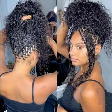 Crochet Human Hair Boho Box Braids with Human Hair Curls Pre-looped Crochet Braids Synthetic Braids with Human Hair Curly for Black Women 18inch 3 Pack 120 Strands