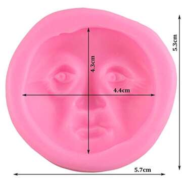 Halloween 3D Round Moon Face Silicone Mold DIY Soap Mould Chocolate Fondant Mold Candy Crystal Ice C...