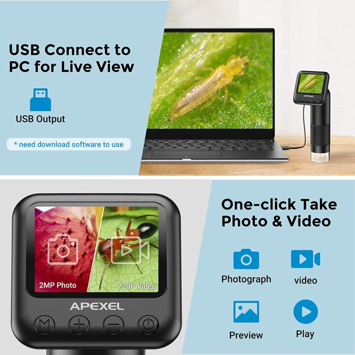 800X APEXEL Kids Handheld Digital Microscope