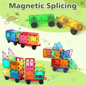 Magnetic Tiles Cars Construction Set - 4 PCS Educational Building Toys for Ages 3-10