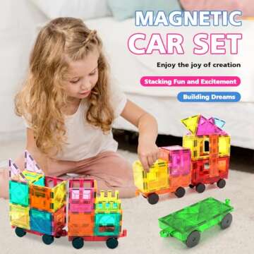 Magnetic Tiles Cars Construction Set for Creative Kids Toys