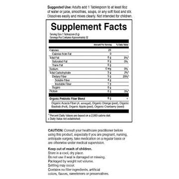 Garden of Life Organic Fiber Powder - Sugar Free & Unflavored