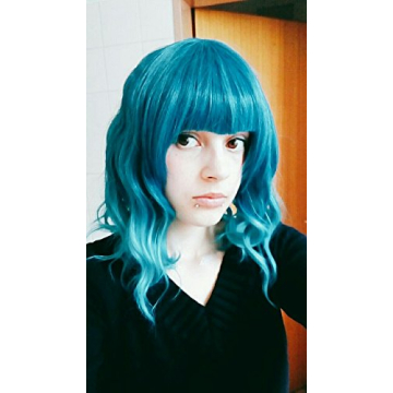 Vibrant Cosplay Wig Ombre Blue Synthetic Hair 14"