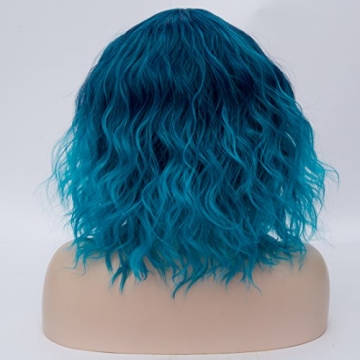 Vibrant Cosplay Wig Ombre Blue Synthetic Hair 14"