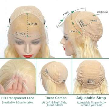 Alididi Blonde Wig Human Hair 613 Lace Front Wig Human Hair 13x4 Straight Lace Frontal Wig Human Hair Pre Plucked With Baby Hair 150% Density HD Lace Front Wigs Human Hair For Women (18Inch)