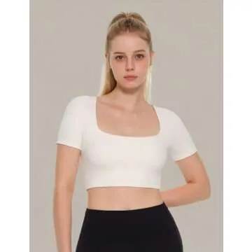 Stylish ENERBLOOM Women's Workout Crop Tops with Bra Pad